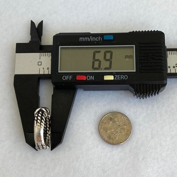 Sterling Silver 925 X Cross Braided Rope 7MM Wide Band Ring Size 5.5 - Picture 13 of 16